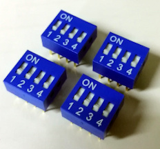 4 x 4-Way DIP Switches - Recessed Sliders