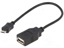Micro USB Plug to USB A Socket lead 15cm